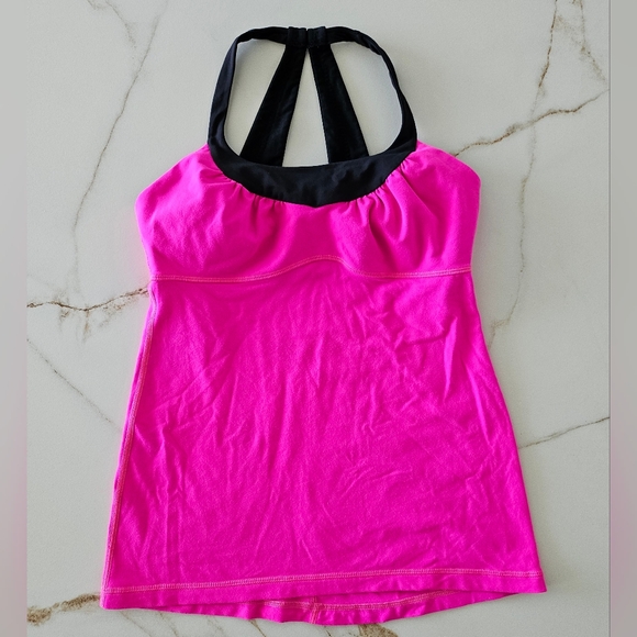 Lululemon Athletica Scoop Me Up Tank in Raspberry Glo Light / Black Sz 6? Active - Picture 12 of 12